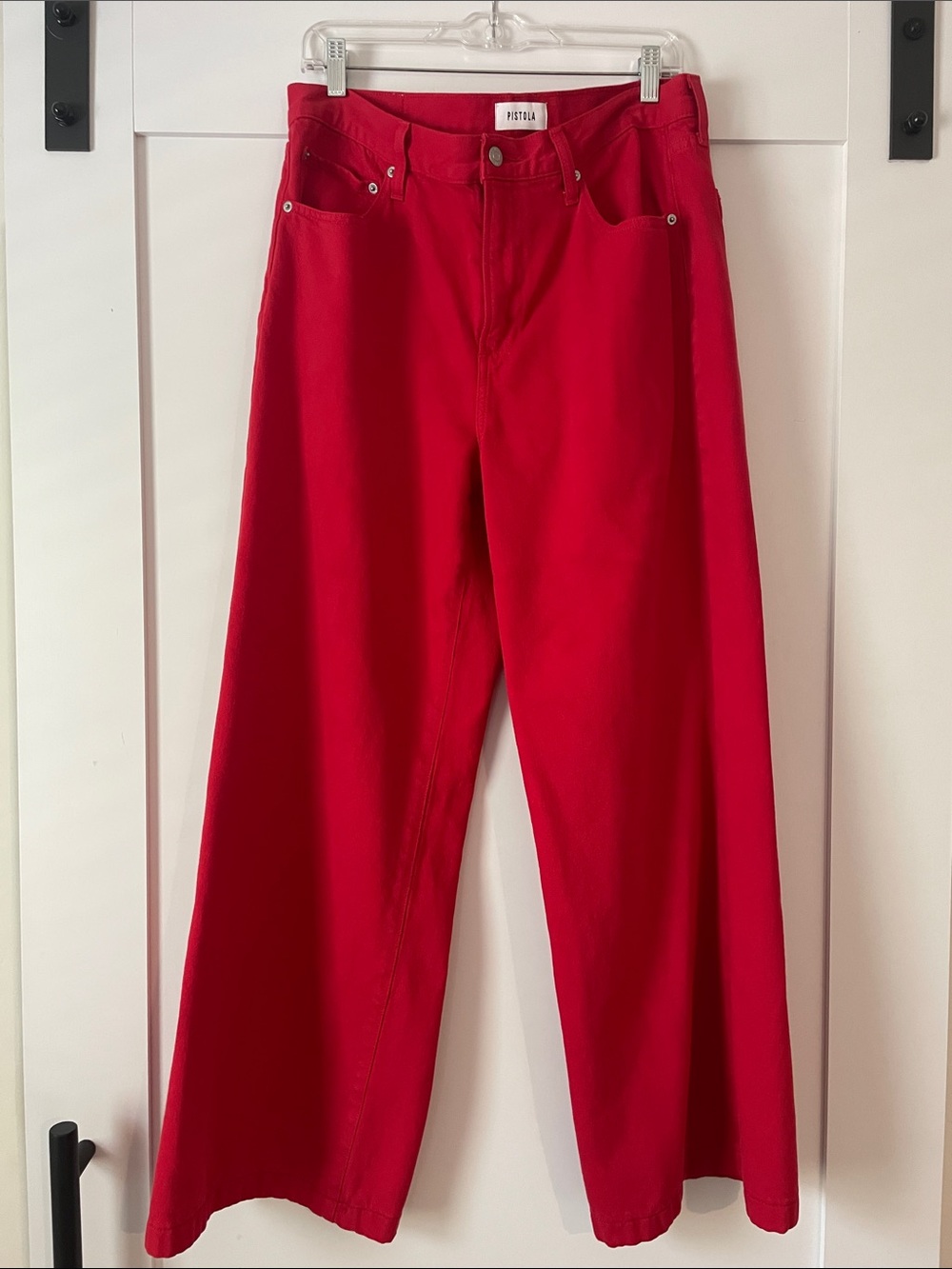 pistola red wide-leg jeans
